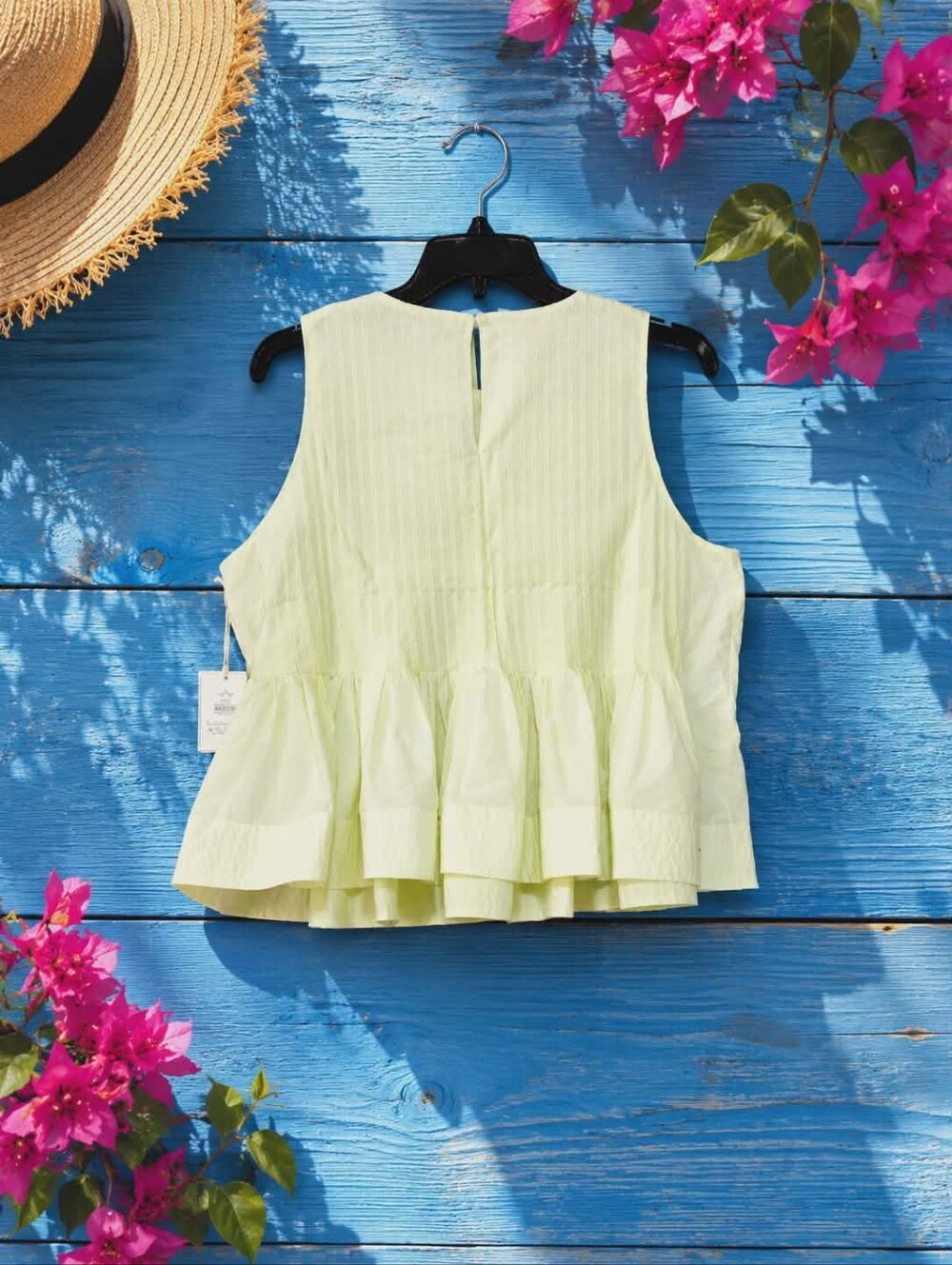 Free Assembly XL 16-18 Butter Yellow Sleeveless Pintuck Peplum Top NWT - Picture 2 of 9